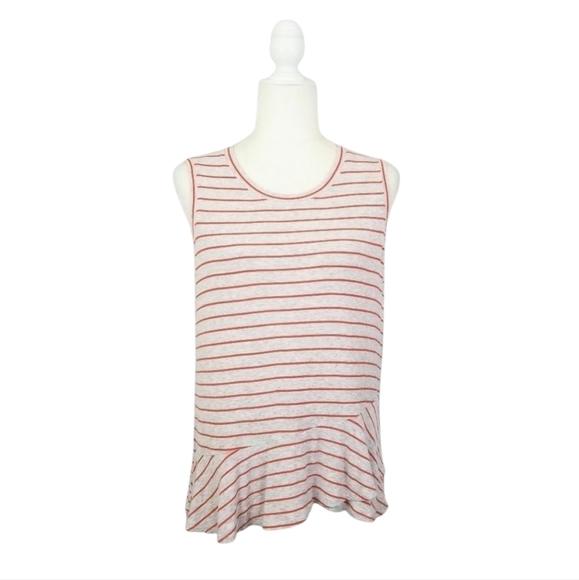 CAbi Tops - CAbi light heather gray orange striped knit sleeveless top women's size S